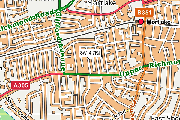 SW14 7RJ map - OS VectorMap District (Ordnance Survey) SW14 7RJ map - OS VectorMap District (Ordnance Survey)