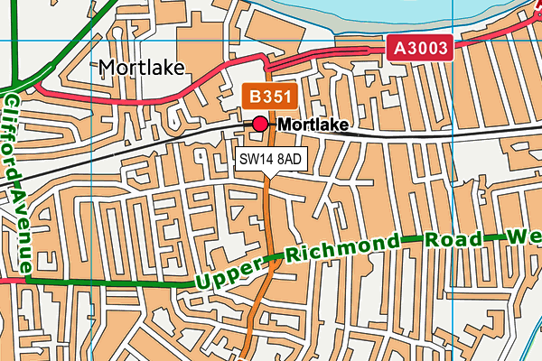 SW14 8AD map - OS VectorMap District (Ordnance Survey)