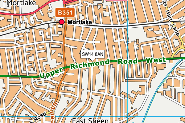 SW14 8AN map - OS VectorMap District (Ordnance Survey) SW14 8AN map - OS VectorMap District (Ordnance Survey)