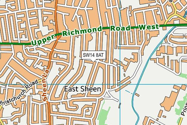 SW14 8AT map - OS VectorMap District (Ordnance Survey)