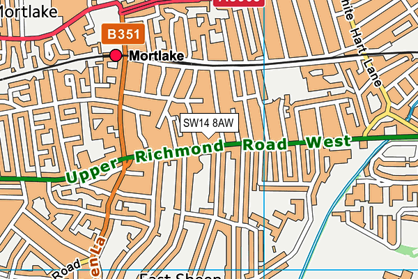SW14 8AW map - OS VectorMap District (Ordnance Survey) SW14 8AW map - OS VectorMap District (Ordnance Survey)