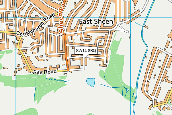 SW14 8BQ map - OS VectorMap District (Ordnance Survey) SW14 8BQ map - OS VectorMap District (Ordnance Survey)