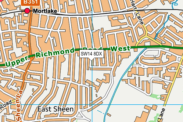 SW14 8DX map - OS VectorMap District (Ordnance Survey) SW14 8DX map - OS VectorMap District (Ordnance Survey)