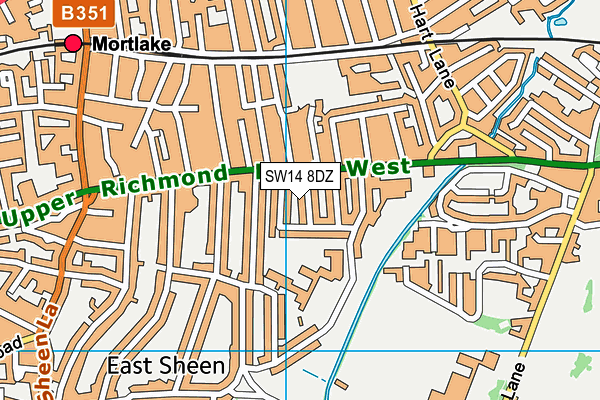 SW14 8DZ map - OS VectorMap District (Ordnance Survey) SW14 8DZ map - OS VectorMap District (Ordnance Survey)