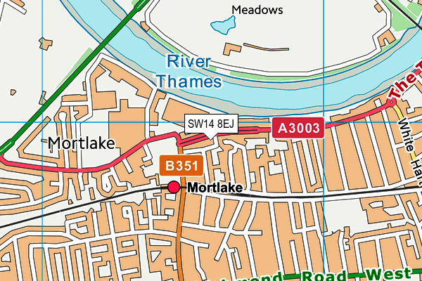 SW14 8EJ map - OS VectorMap District (Ordnance Survey) SW14 8EJ map - OS VectorMap District (Ordnance Survey)