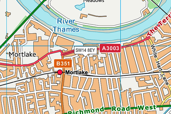 SW14 8EY map - OS VectorMap District (Ordnance Survey)