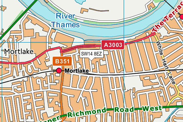 SW14 8EZ map - OS VectorMap District (Ordnance Survey) SW14 8EZ map - OS VectorMap District (Ordnance Survey)