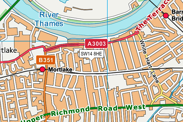 SW14 8HE map - OS VectorMap District (Ordnance Survey) SW14 8HE map - OS VectorMap District (Ordnance Survey)