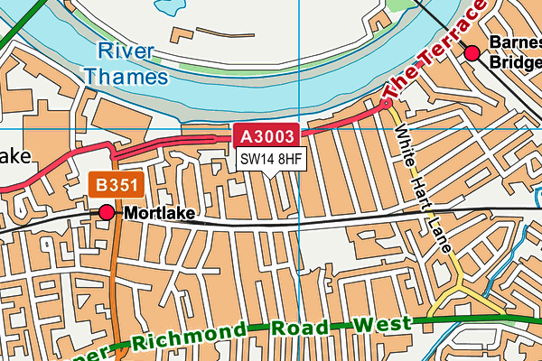SW14 8HF map - OS VectorMap District (Ordnance Survey) SW14 8HF map - OS VectorMap District (Ordnance Survey)