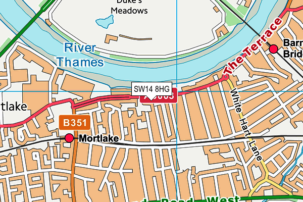 SW14 8HG map - OS VectorMap District (Ordnance Survey) SW14 8HG map - OS VectorMap District (Ordnance Survey)