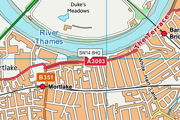 SW14 8HQ map - OS VectorMap District (Ordnance Survey) SW14 8HQ map - OS VectorMap District (Ordnance Survey)
