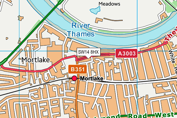 SW14 8HX map - OS VectorMap District (Ordnance Survey)