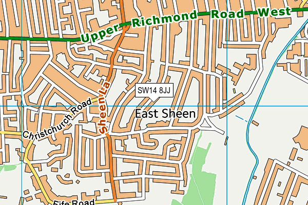 SW14 8JJ map - OS VectorMap District (Ordnance Survey) SW14 8JJ map - OS VectorMap District (Ordnance Survey)