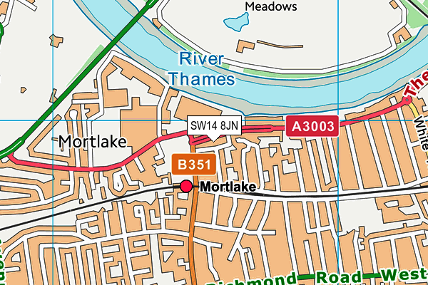SW14 8JN map - OS VectorMap District (Ordnance Survey)