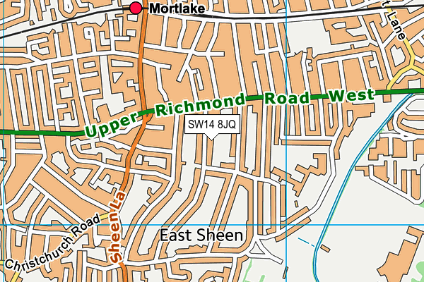 SW14 8JQ map - OS VectorMap District (Ordnance Survey) SW14 8JQ map - OS VectorMap District (Ordnance Survey)