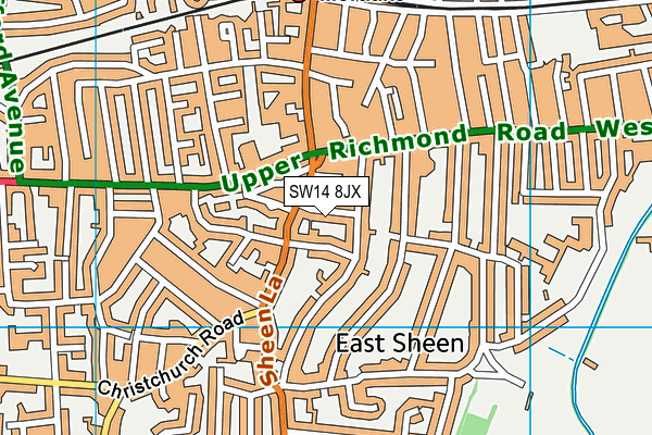 SW14 8JX map - OS VectorMap District (Ordnance Survey) SW14 8JX map - OS VectorMap District (Ordnance Survey)