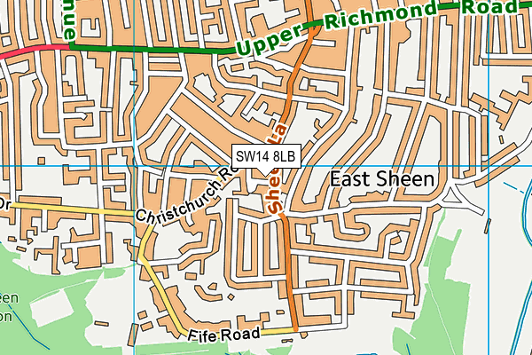 SW14 8LB map - OS VectorMap District (Ordnance Survey) SW14 8LB map - OS VectorMap District (Ordnance Survey)