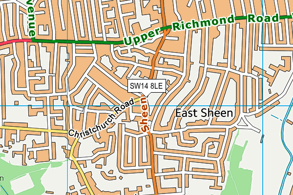 SW14 8LE map - OS VectorMap District (Ordnance Survey) SW14 8LE map - OS VectorMap District (Ordnance Survey)