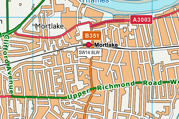 SW14 8LW map - OS VectorMap District (Ordnance Survey) SW14 8LW map - OS VectorMap District (Ordnance Survey)