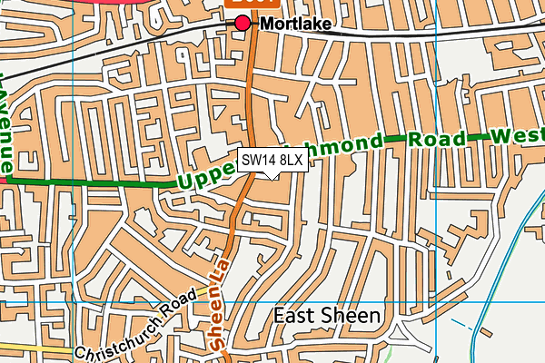 SW14 8LX map - OS VectorMap District (Ordnance Survey) SW14 8LX map - OS VectorMap District (Ordnance Survey)