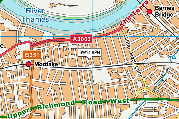 SW14 8PN map - OS VectorMap District (Ordnance Survey) SW14 8PN map - OS VectorMap District (Ordnance Survey)