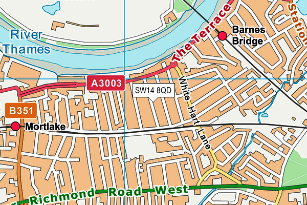 SW14 8QD map - OS VectorMap District (Ordnance Survey) SW14 8QD map - OS VectorMap District (Ordnance Survey)