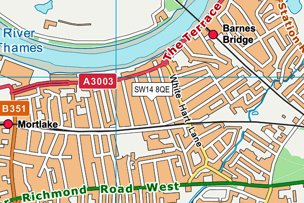 SW14 8QE map - OS VectorMap District (Ordnance Survey) SW14 8QE map - OS VectorMap District (Ordnance Survey)