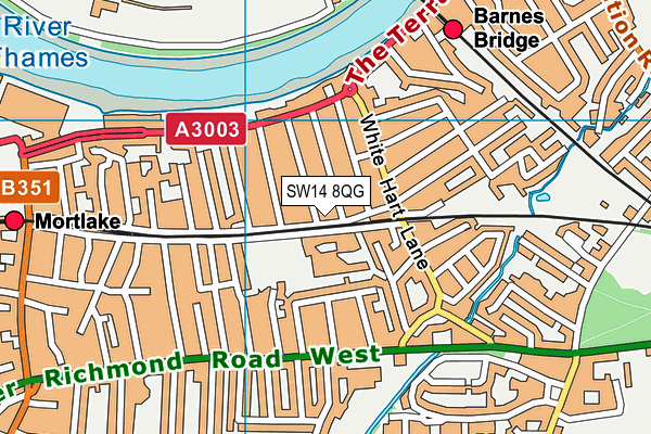 SW14 8QG map - OS VectorMap District (Ordnance Survey) SW14 8QG map - OS VectorMap District (Ordnance Survey)