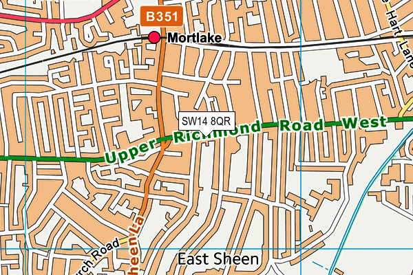 SW14 8QR map - OS VectorMap District (Ordnance Survey) SW14 8QR map - OS VectorMap District (Ordnance Survey)