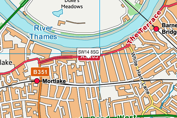 SW14 8SG map - OS VectorMap District (Ordnance Survey) SW14 8SG map - OS VectorMap District (Ordnance Survey)