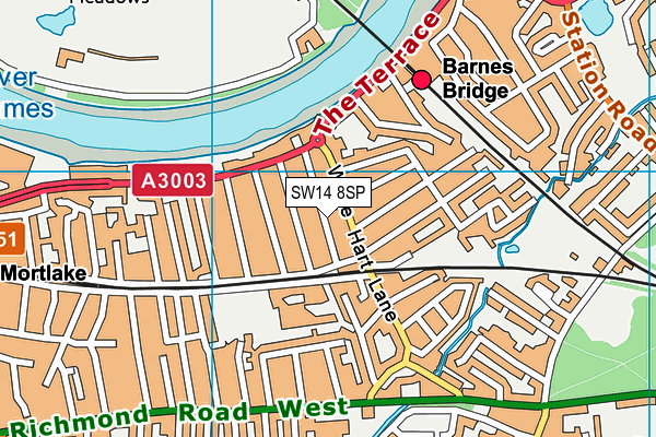 SW14 8SP map - OS VectorMap District (Ordnance Survey) SW14 8SP map - OS VectorMap District (Ordnance Survey)