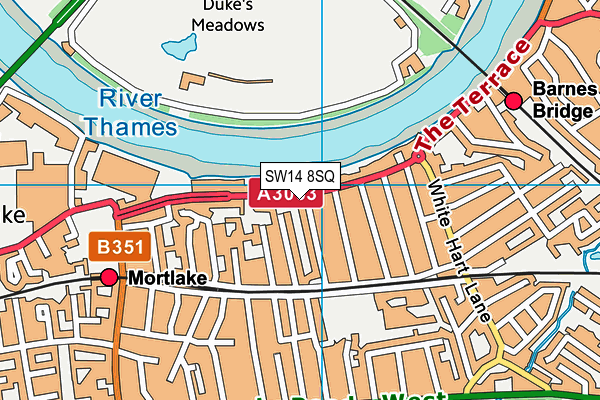 SW14 8SQ map - OS VectorMap District (Ordnance Survey) SW14 8SQ map - OS VectorMap District (Ordnance Survey)