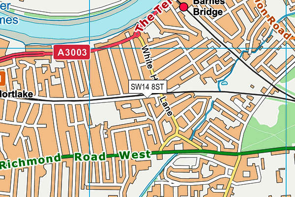 SW14 8ST map - OS VectorMap District (Ordnance Survey) SW14 8ST map - OS VectorMap District (Ordnance Survey)