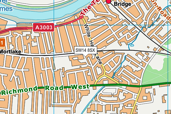SW14 8SX map - OS VectorMap District (Ordnance Survey) SW14 8SX map - OS VectorMap District (Ordnance Survey)