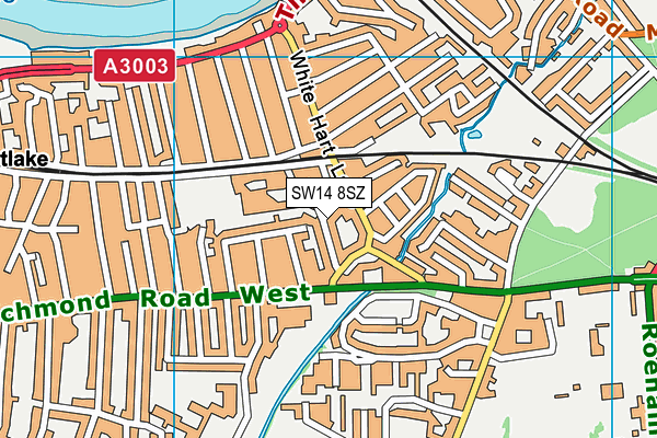 SW14 8SZ map - OS VectorMap District (Ordnance Survey) SW14 8SZ map - OS VectorMap District (Ordnance Survey)