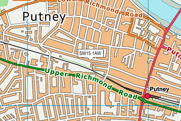 SW15 1AW map - OS VectorMap District (Ordnance Survey) SW15 1AW map - OS VectorMap District (Ordnance Survey)