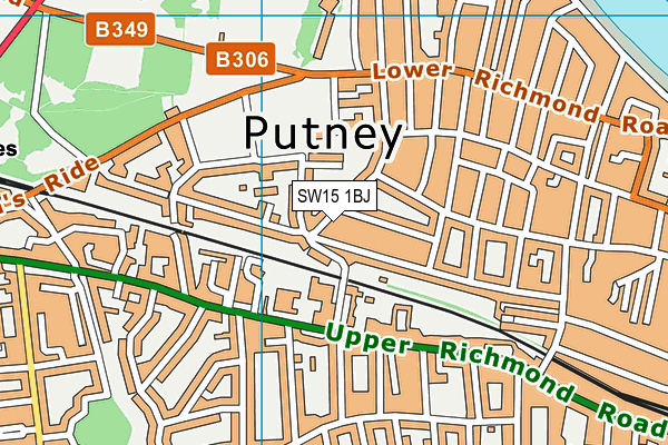 SW15 1BJ map - OS VectorMap District (Ordnance Survey) SW15 1BJ map - OS VectorMap District (Ordnance Survey)