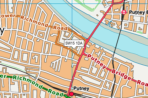 SW15 1DA map - OS VectorMap District (Ordnance Survey)