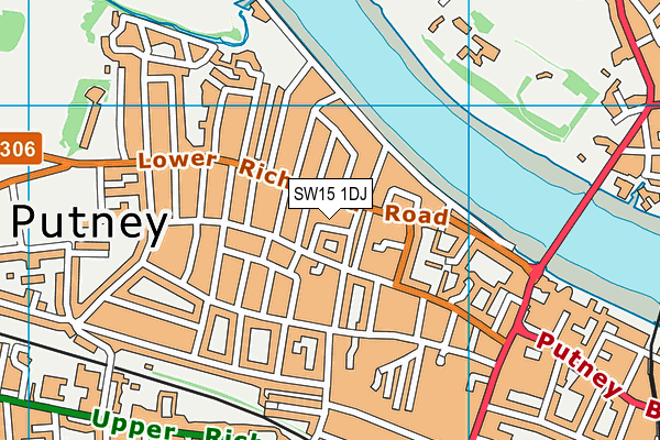 SW15 1DJ map - OS VectorMap District (Ordnance Survey) SW15 1DJ map - OS VectorMap District (Ordnance Survey)