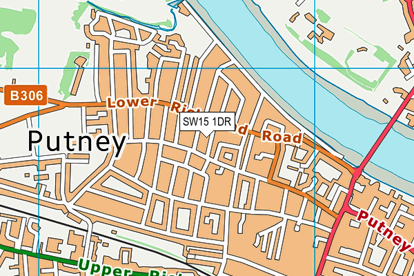 SW15 1DR map - OS VectorMap District (Ordnance Survey)