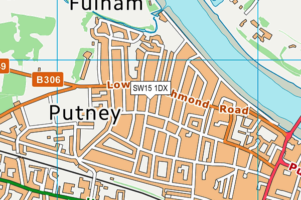 SW15 1DX map - OS VectorMap District (Ordnance Survey) SW15 1DX map - OS VectorMap District (Ordnance Survey)