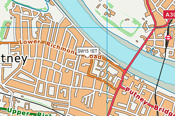 SW15 1ET map - OS VectorMap District (Ordnance Survey) SW15 1ET map - OS VectorMap District (Ordnance Survey)