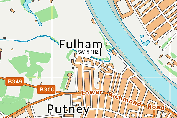SW15 1HZ map - OS VectorMap District (Ordnance Survey) SW15 1HZ map - OS VectorMap District (Ordnance Survey)