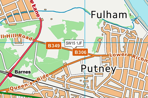SW15 1JF map - OS VectorMap District (Ordnance Survey) SW15 1JF map - OS VectorMap District (Ordnance Survey)