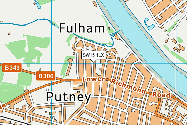 SW15 1LX map - OS VectorMap District (Ordnance Survey)