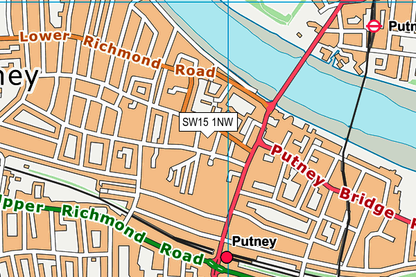 SW15 1NW map - OS VectorMap District (Ordnance Survey) SW15 1NW map - OS VectorMap District (Ordnance Survey)