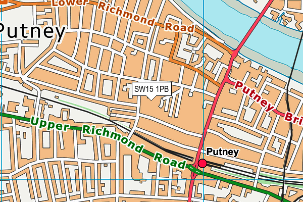 SW15 1PB map - OS VectorMap District (Ordnance Survey) SW15 1PB map - OS VectorMap District (Ordnance Survey)