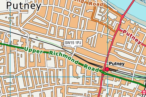 SW15 1PJ map - OS VectorMap District (Ordnance Survey) SW15 1PJ map - OS VectorMap District (Ordnance Survey)