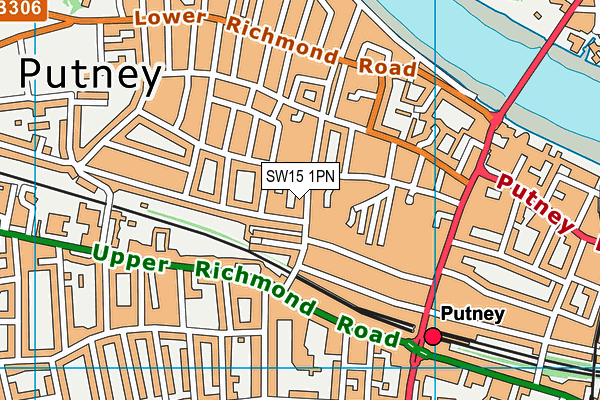 SW15 1PN map - OS VectorMap District (Ordnance Survey) SW15 1PN map - OS VectorMap District (Ordnance Survey)