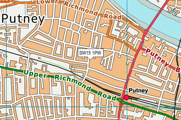 SW15 1PW map - OS VectorMap District (Ordnance Survey) SW15 1PW map - OS VectorMap District (Ordnance Survey)
